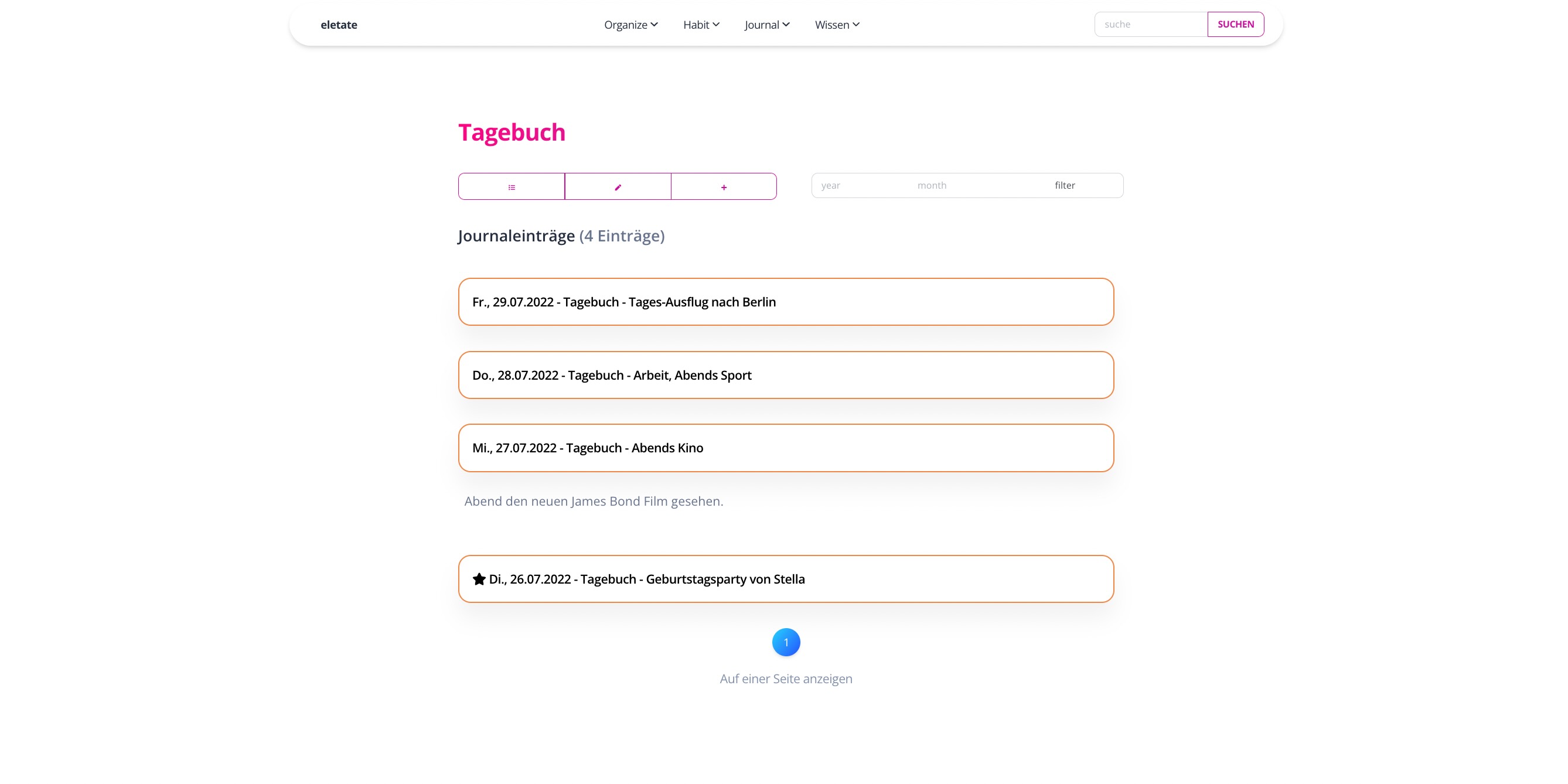 Tagebuch Detail